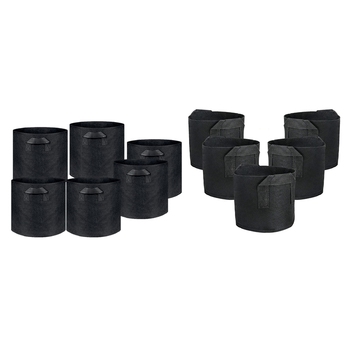 6-Packs 5 Gallon Grow Bags & 5 Pack 3 Gallon Plant Grow Bags, Fabric Containers with Strap Handles
